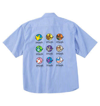 大きいサイズ What it isNt ストライプ半袖シャツ 3L 4L 5L 6L 8L サックスブルー ラッピング可 送料無料 即日発送