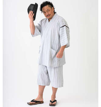 大きいサイズ Mc.S.P 綿麻しじら甚平 3L 4L 5L 6L 7L ホワイト ラッピング可 送料無料 即日発送