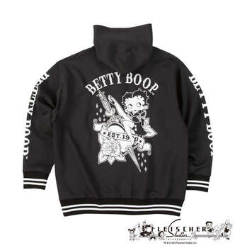 大きいサイズ BETTY BOOP ダンボールニットフルジップパーカー 3L 4L 5L 6L ブラック ラッピング可 送料無料 即日発送