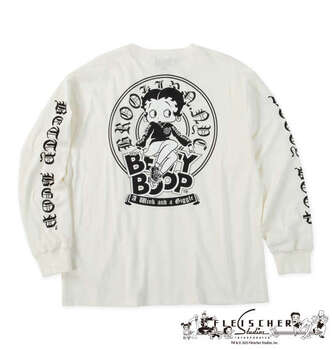大きいサイズ BETTY BOOP 天竺プリント長袖Tシャツ 3L 4L 5L 6L オフホワイト ラッピング可 送料無料 即日発送