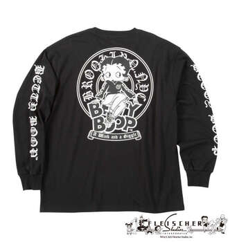 大きいサイズ BETTY BOOP 天竺プリント長袖Tシャツ 3L 4L 5L 6L ブラック ラッピング可 送料無料 即日発送