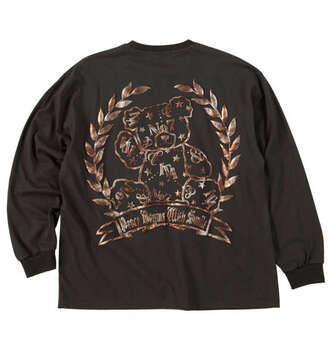 大きいサイズ in the attic ベアシルエット発泡箔プリント長袖Tシャツ 3L 4L 5L 6L チャコール ラッピング可 送料無料 即日発送