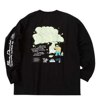 大きいサイズ BEN DAVIS バブルプリント長袖Tシャツ 3L 4L 5L 6L ブラック ラッピング可 送料無料 即日発送