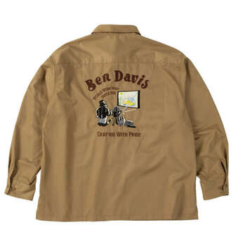 大きいサイズ BEN DAVIS 刺繍ツイルワークシャツ 3L 4L 5L 6L ベージュ ラッピング可 送料無料 即日発送
