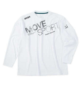 大きいサイズ MOVESPORT ドライメッシュビッグロゴ長袖シャツ 3L 4L 5L 6L ホワイト ラッピング可 送料無料 即日発送
