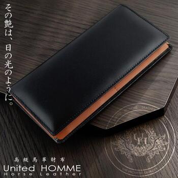 長財布 ホースレザーメンズロングウォレット unitedHOMME 馬革×牛革長財布 UH 16861 ブラック 送料無料