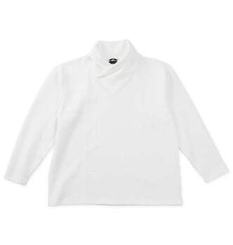 大きいサイズ TETE HOMME バイアスパネル柄ボリュームネック長袖Tシャツ 3L 4L 5L 6L ホワイト ラッピング可 送料無料 即日発送