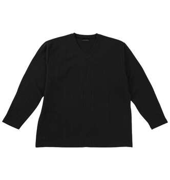 大きいサイズ TETE HOMME ブリスタージャガードVネック長袖Tシャツ 3L 4L 5L 6L ブラック ラッピング可 送料無料 即日発送