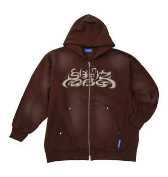 大きいサイズ SEQUENZ パウダースプレーブリーチ加工フルジップパーカー 3L 4L 5L 6L ブラウン ラッピング可 送料無料 即日発送