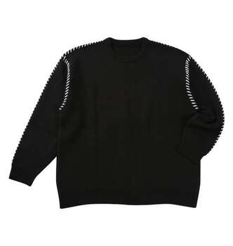 大きいサイズ PLES 7Gダブルジャガードクルーネックセーター 3L 4L 5L 6L ブラック ラッピング可 送料無料 即日発送