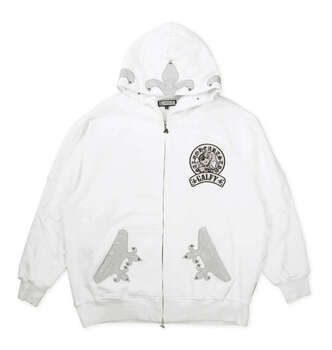 大きいサイズ GALFY 百合の紋章フルジップパーカー 3L 4L 5L 6L ホワイト ラッピング可 送料無料 即日発送