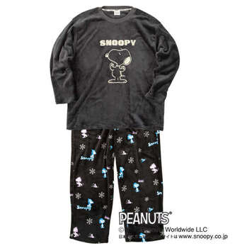 大きいサイズ PEANUTS ふわもこスウェットセット 3L 4L 5L 6L 8L ブラック ラッピング可 送料無料 即日発送