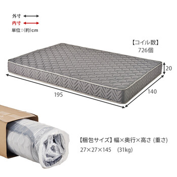 マットレス ダブル 両面ポケット KM 3312 D GY 送料無料_19