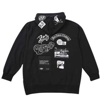 大きいサイズ BEN DAVIS 裏毛マルチワッペンプルパーカー 3L 4L 5L 6L ブラック ラッピング可 送料無料 即日発送