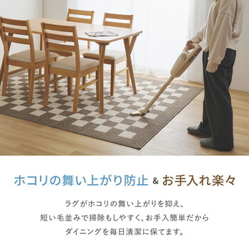 ラグ ダイニングラグ 約220×180cm 防ダニ 抗菌 はっ水 日本製 モニカ 2カラー 3サイズ 送料無料_3
