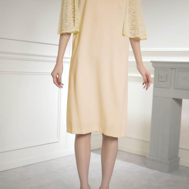 ドレス darial ヘムライン レース ケープ スリーブ ボックス