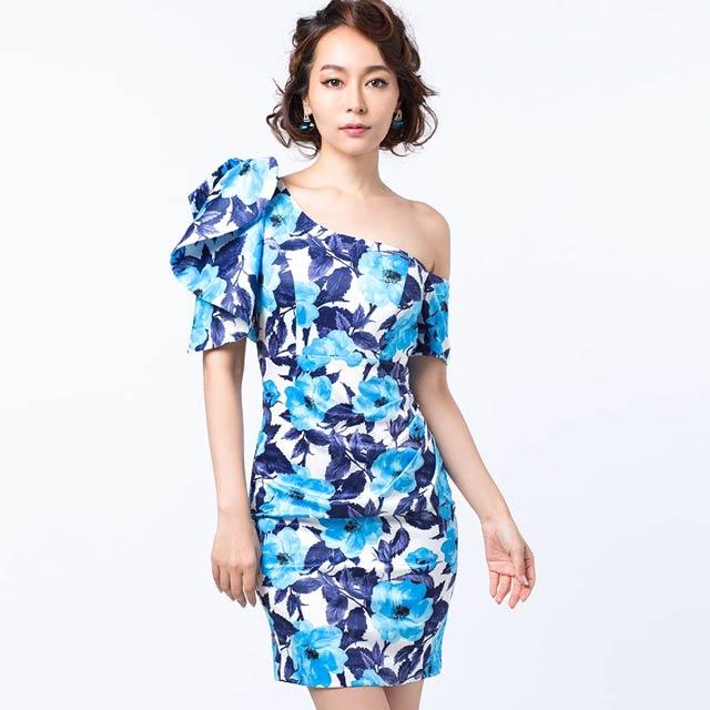 キャバ ドレス キャバドレス ワンピース Alice ボリュームフリルワンショルダーflowerタイト ミニドレス 赤 青 Flower レディースの通販はau Pay マーケット Dazzystore 下着 ドレス毎日発送