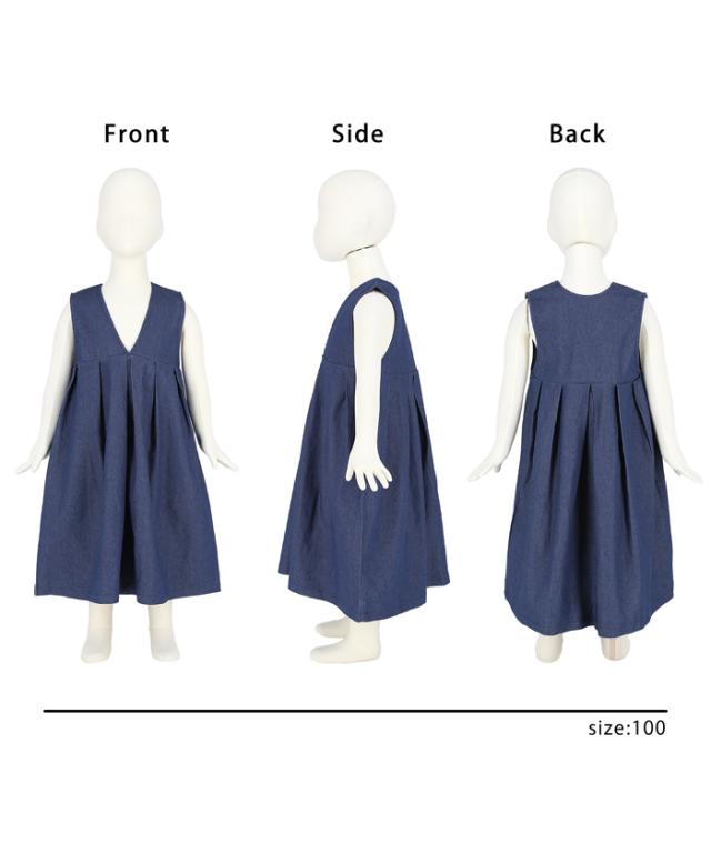 キッズ100 130 メール便不可 子供服 ワンピース 前後2way Vネック デニム プリーツ 女の子 親子 お揃い 100 110 1 130 Coca コカの通販はau Pay マーケット Coca