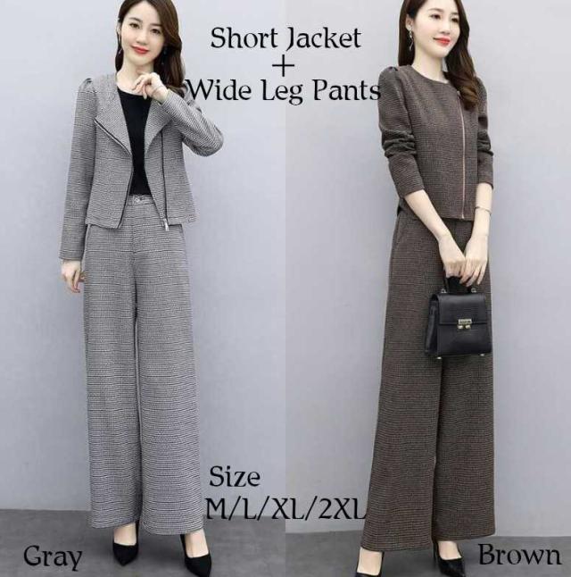 きれいめ セットアップ 20代 30代 40代 50代 60代 レディースファッション 韓国ファッション 大きいサイズ M L XL 2XL 格子柄 ツーピース ツーウェイスーツ 秋冬 チェック柄 春