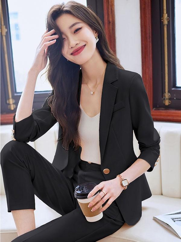 スーツ レディース 事務服 就活 就職活動 ビジネス向けのスーツと就活向けスーツ 家庭で洗濯可能レディースファッション スーツ セットアップ パンツスーツ_9
