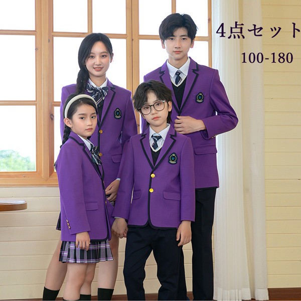 学生服 子供服 韓国風 ピアノ発表会 上下セット 4点セット キッズスーツ キッズフォーマルスーツ 七五三 誕生日 合唱服 団体 卒業式スーツ 入学式 入園式 卒園式