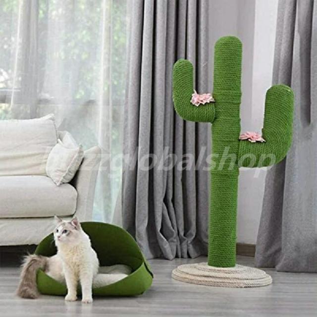 猫タワー 猫用 爪とぎサボテン型 ネコポール 麻縄 手巻き 可愛い つめとぎ 猫の木 多頭飼い 組立簡単 子猫から大型猫