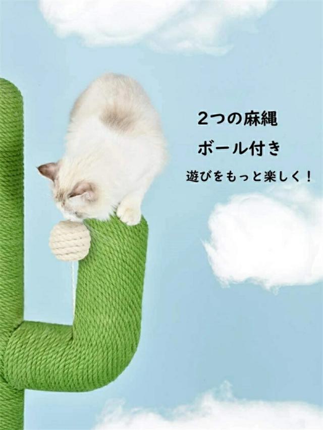 キャットタワー 猫タワー 猫用 爪とぎ サボテン型 ネコポール 麻縄 手巻き 可愛い つめとぎ 猫の木 多頭飼い 運動不足解消 安定性 組立簡単 子猫から大型猫 遊び場_2