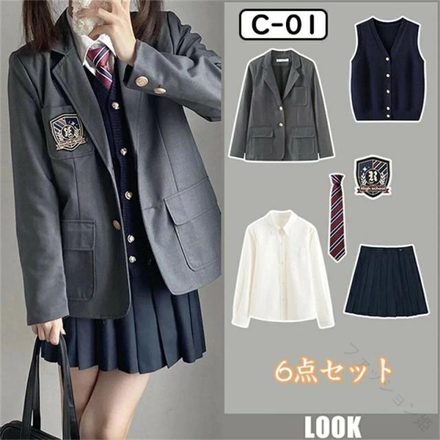 6点セット 女の子用フォーマルスーツ 入学式 卒業式 制服 ブレザー ネクタイ付き 小学生 中学生 ジュニアスーツ 学校行事対応 子供スーツ 高校生_14