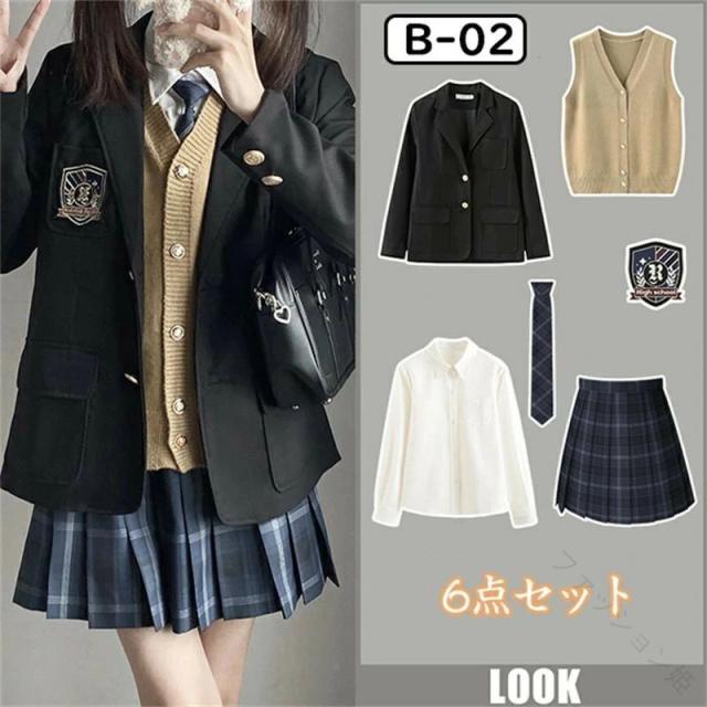 6点セット 女の子用フォーマルスーツ 入学式 卒業式 制服 ブレザー ネクタイ付き 小学生 中学生 ジュニアスーツ 学校行事対応 子供スーツ 高校生_6