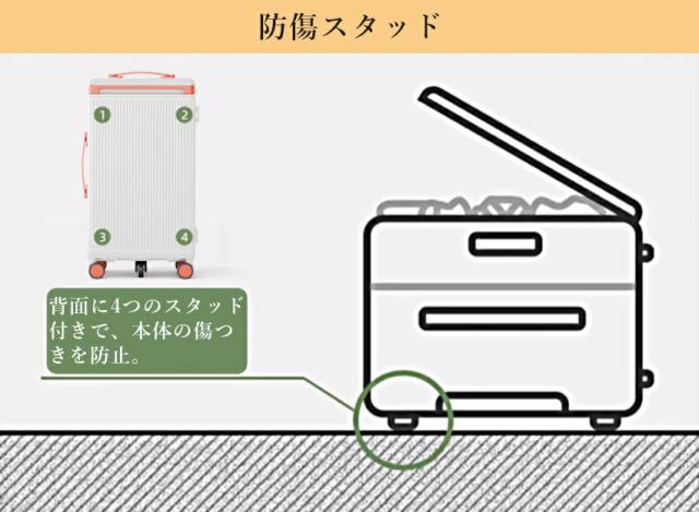 スーツケース フロントオープン 片開き キャリーケース 拡張機能付き ストッパー付き 機内持ち込み Sサイズ Mサイズ Lサイズ 大容量 軽量 静音 スマホスタンド 隠しフック ビジ USBポート付き_3
