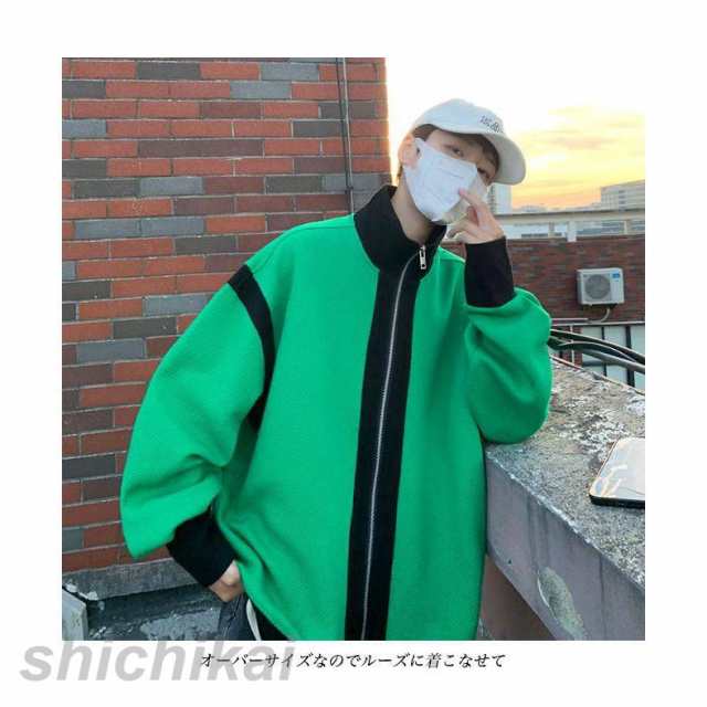 ジャケット メンズ 秋 春 アウター 長袖 スプリングコート オーバーサイズ 色切り替え ショートコート ジップアップ 立ち襟 ステンカラーコートの通販は