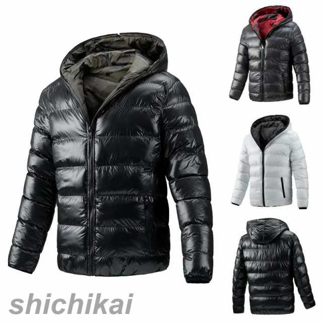 中綿コート 中綿ジャケット ダウンジャケット メンズ 中綿 フード付き ダウンジャケット ショート丈 厚手 ダウンコート アウター ファスナー 秋 冬防寒 防風 紳士用 ホワイトデーの通販は