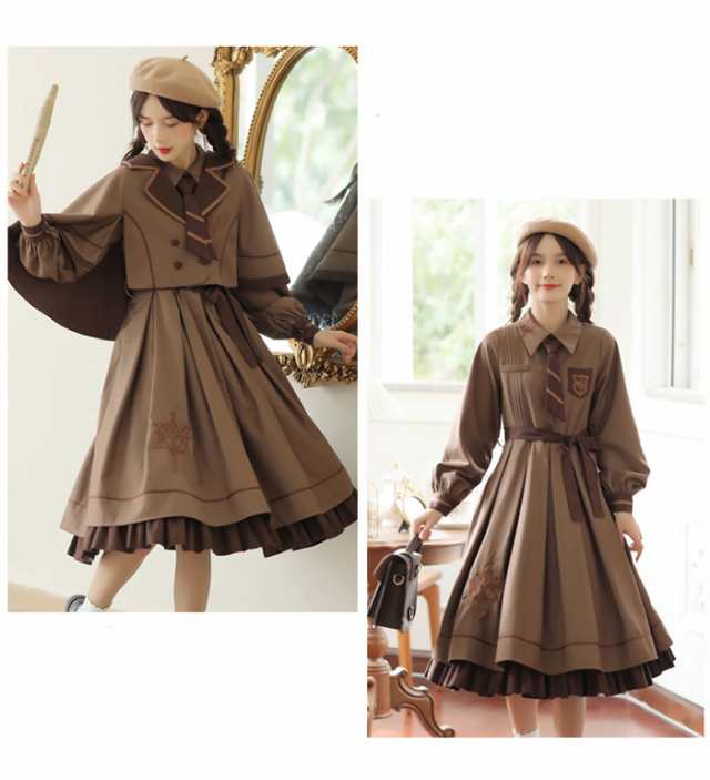 ロリータ服 レディース ロリータ ポンチョ ワンピース 2点セット