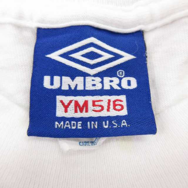 古着 アンブロ UMBRO 半袖 ビンテージ Tシャツ キッズ ボーイズ 子供服 90年代 90s サッカー コットン クルーネック USA製 白  中古 古着｜au PAY マーケット