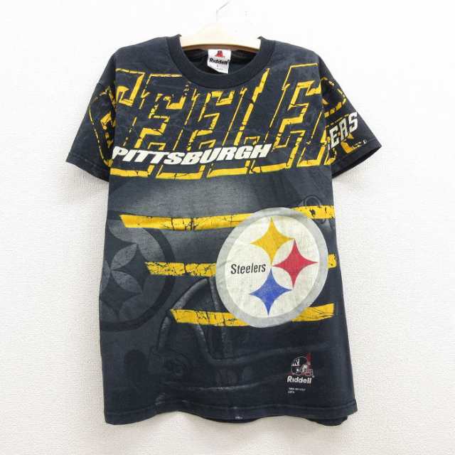 古着 半袖 ビンテージ Tシャツ キッズ ボーイズ 子供服 90年代 90s NFL ピッツバーグスティラーズ 全面プリント コットン クル 中古 古着