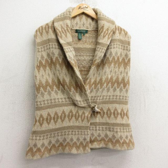 古着 ラルフローレン Ralph Lauren ブランド ニット ベスト レディース ウール ショールカラー ベージュ他 カーキ spe 中古 ト 中古 古着