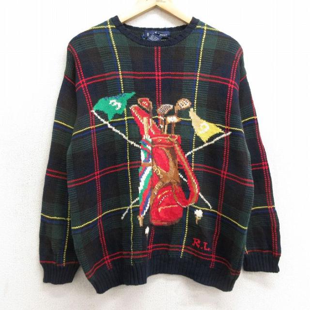古着 ラルフローレン Ralph Lauren 長袖 ブランド セーター レディース 90年代 90s ゴルフ コットン クルーネック 緑他 グリー 中古 古着の通販は 12,900円