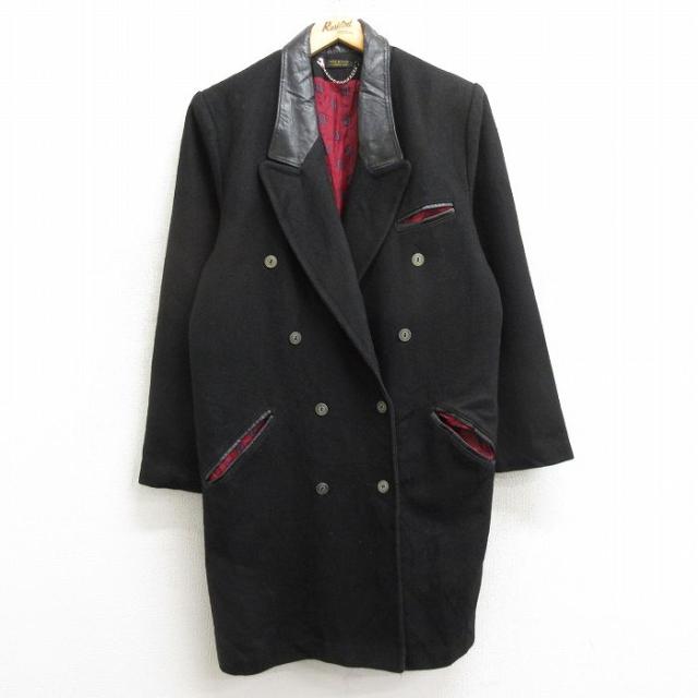 古着 長袖 ジャケット コート レディース 90年代 90s レザー使用 ロング丈 USA製 黒 ブラック 中古 アウター ジャンパー ブル 中古 古着の通販は