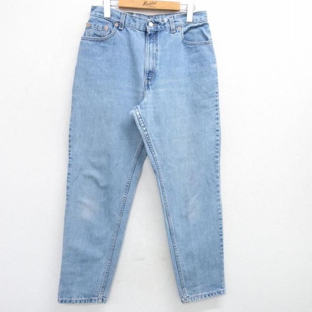 古着 リーバイス Levis 550 ジーンズ レディース 90年代 90s ヒゲ テーパード コットン USA製 薄紺 ネイビー デニム 中古 ボト 中古 古着