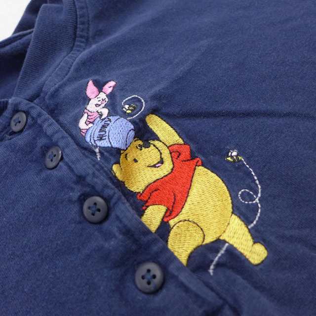 Disney POOH 長袖 ヘンリーネック 刺繍 ティガー ピグレットトップス