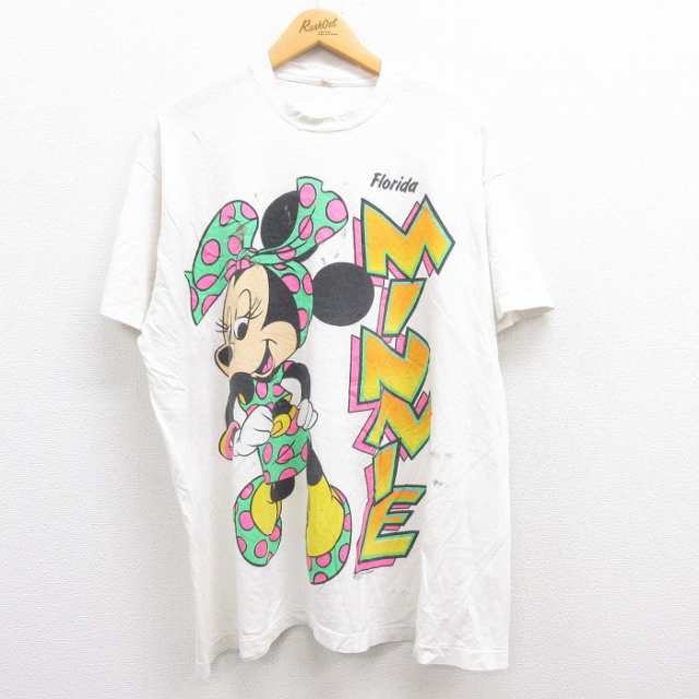 80S ヴィンテージ ミッキー ミニー フラワープリント Tシャツ ディズニー