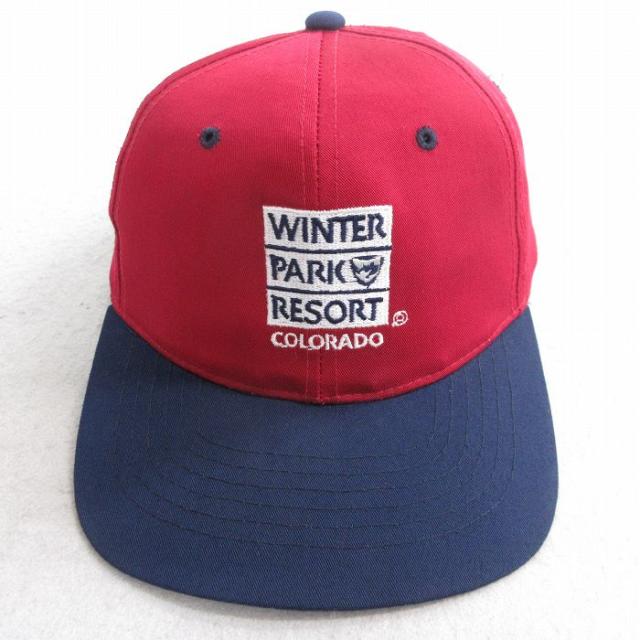 中古 キャップ 90年代 90s WINTER PARK 刺繍 ツートンカラー エンジ他 中古 古着