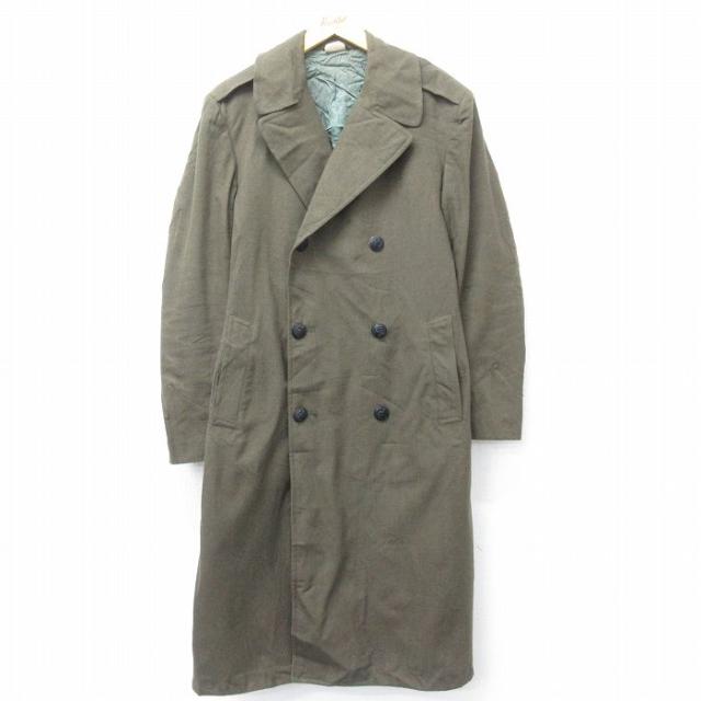 古着 長袖 ビンテージ ミリタリー オーバー コート メンズ 60年代 60s ロング丈 ウール USA製 緑 グリーン Mサイズ 中古 アウ 中古 古着