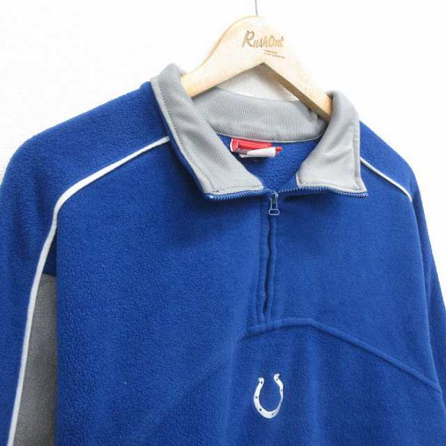 ブルー系青色グレー系灰色柄NFL INDIANAPOLIS COLTS インディアナポリスコルツ Vネック ウォームアッププルオーバー メンズL /eaa318889