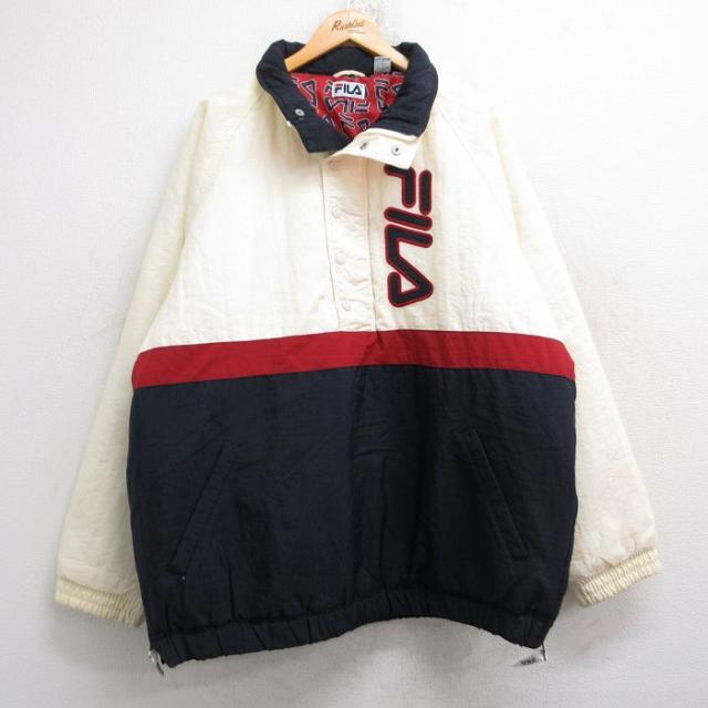 古着 フィラ FILA 長袖 ナイロン ハーフジップ ジャケット メンズ 00年代 00s ビッグロゴ ラグラン マルチカラー 大きいサイズ 中古 古着