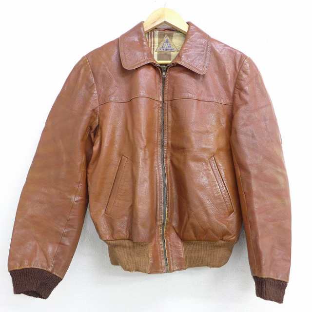 70s GENUINE LEATHER ビンテージ ボアジャケット 革ジャン M - アウター