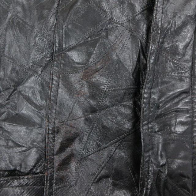 古着 長袖 レザー コート メンズ パッチワーク 大きいサイズ ロング丈