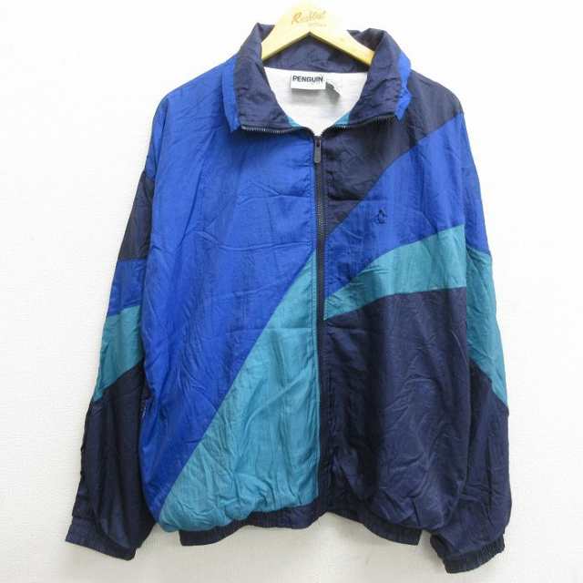 古着 長袖 ナイロン ジャケット メンズ 90年代 90s PENGUIN SPORT 紺他