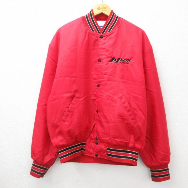 古着 ホロウェイ 長袖 ナイロン ジャケット メンズ 90年代 90s NETH 大きいサイズ 赤他 レッド 内側キルティング XLサイズ 中 中古 古着