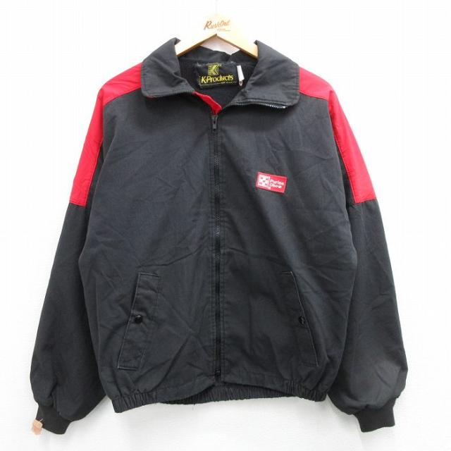 古着 長袖 ジャケット メンズ 90年代 90s Purina Chow 大きいサイズ ツートンカラー USA製 黒 ブラック XLサイズ 中古 アウタ 中古 古着の通販は